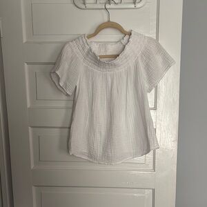 Michael Stars white Pleated Bib Collar Blouse